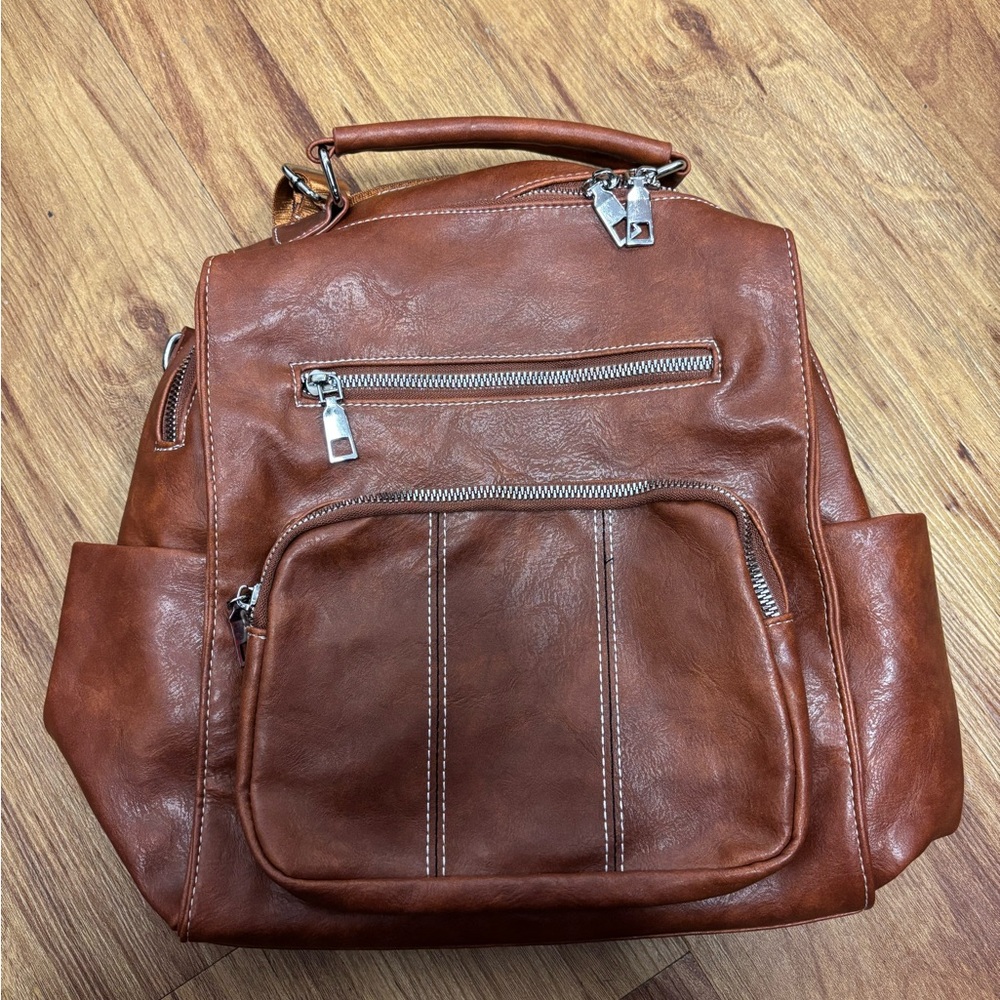Brown Leather Backpack